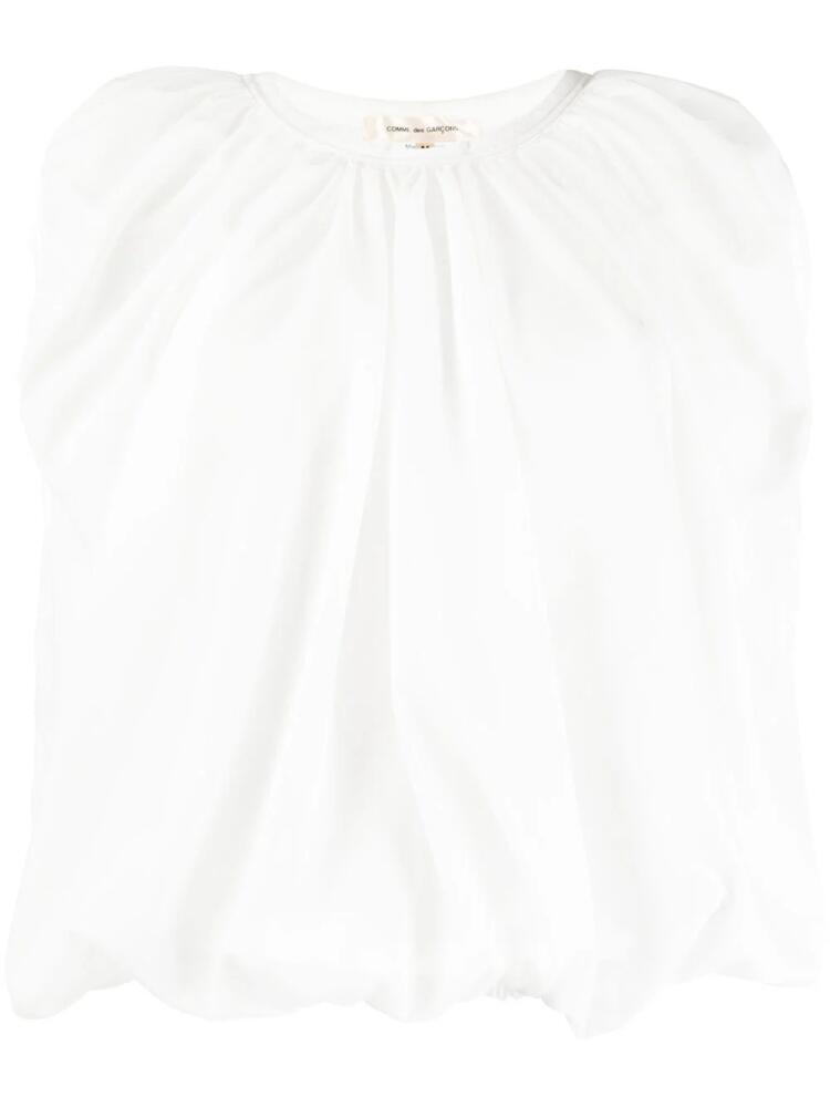 Comme Des Garçons short-sleeve semi-sheer blouse - White Cover