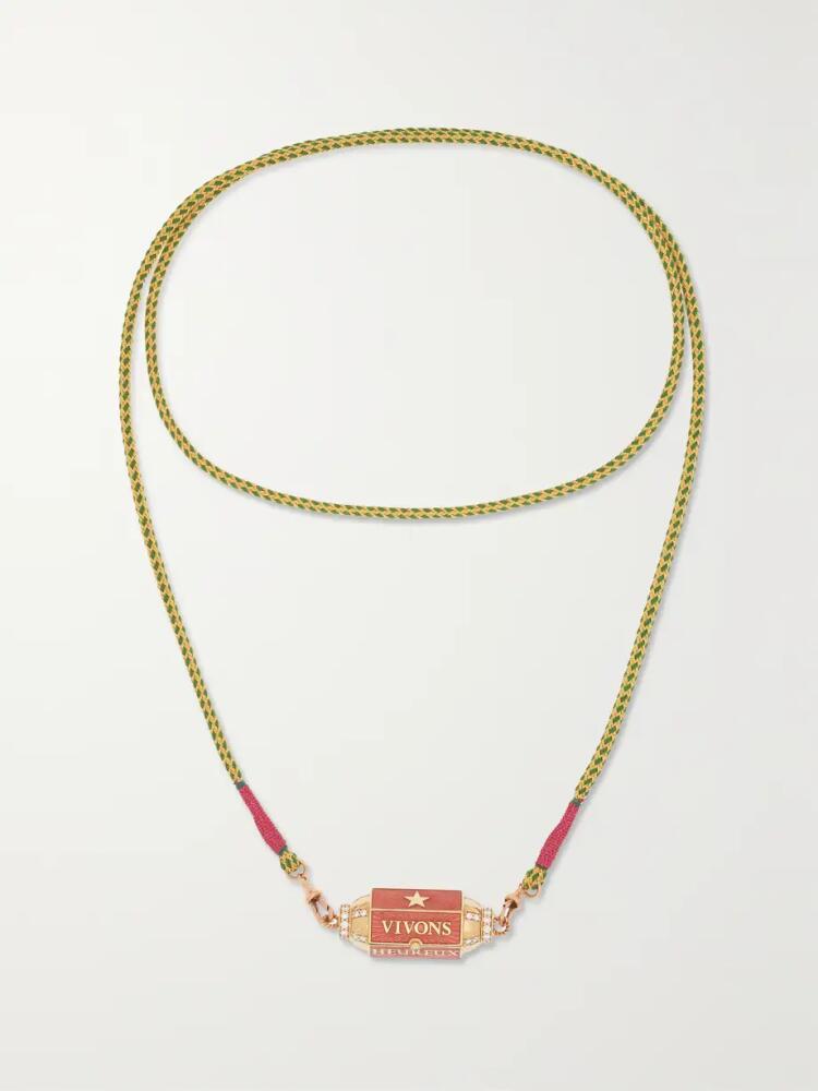 Marie Lichtenberg - Vivons Heureux 18-karat Gold, Enamel And Diamond Necklace - One size Cover