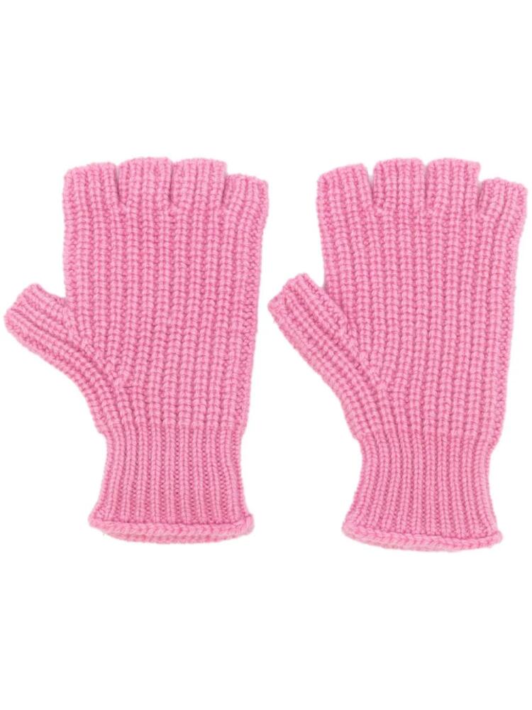 Pringle of Scotland ribbed fingerless gloves - Pink Cover