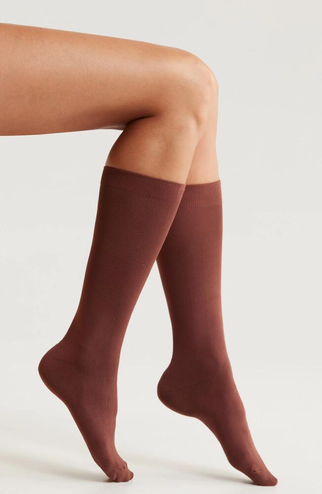 Nordstrom Opaque Mid Calf Socks in Brown Brunette Cover