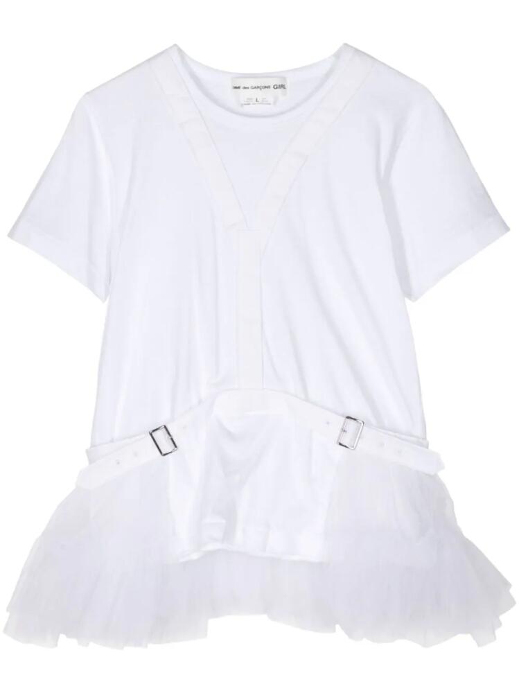 Comme Des Garçons Girl Peplum-finish V-Neck T-Shirt - White Cover