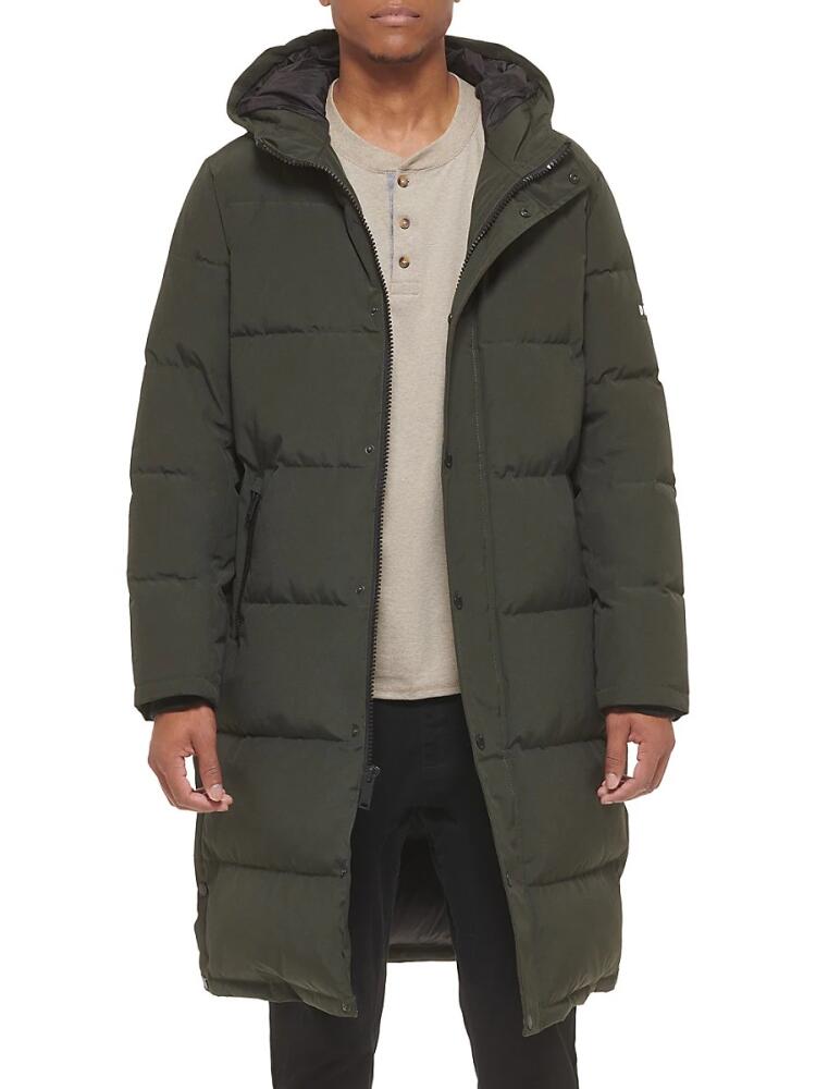 DKNY Men's Classic Fit Quilted Parka Jacket - Dark Olive Cover