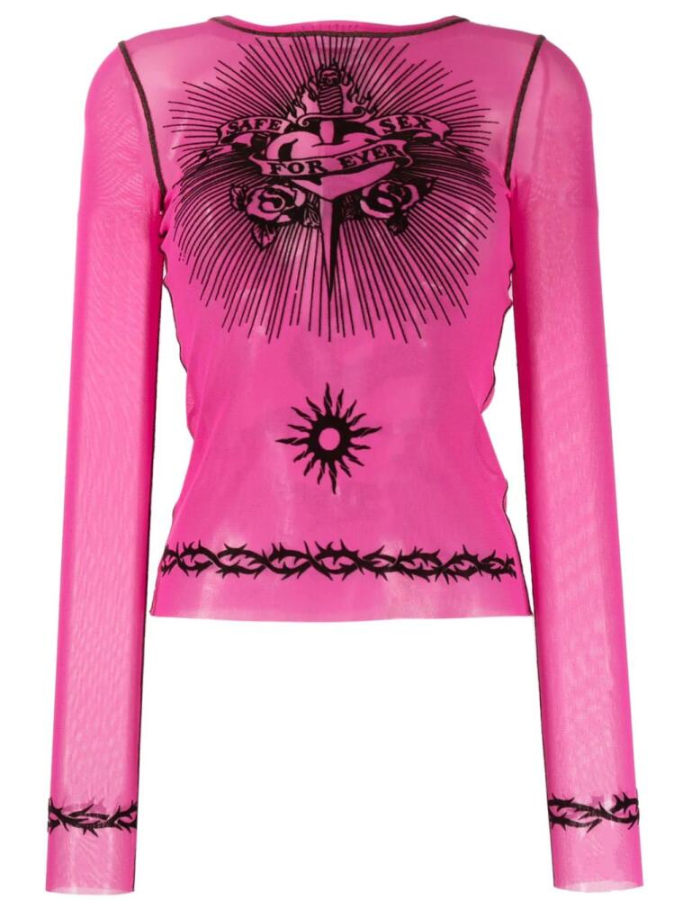 Jean Paul Gaultier trompe l'oeil-print top - Pink Cover