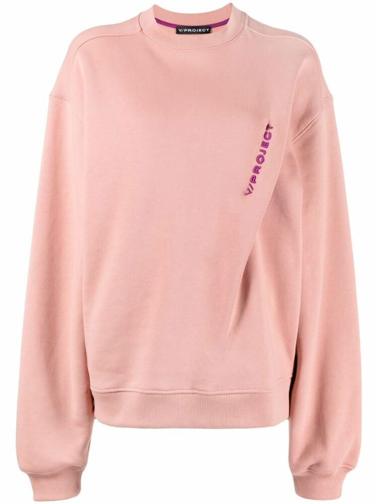 Y/Project logo-embroidered organic cotton sweatshirt - Pink Cover