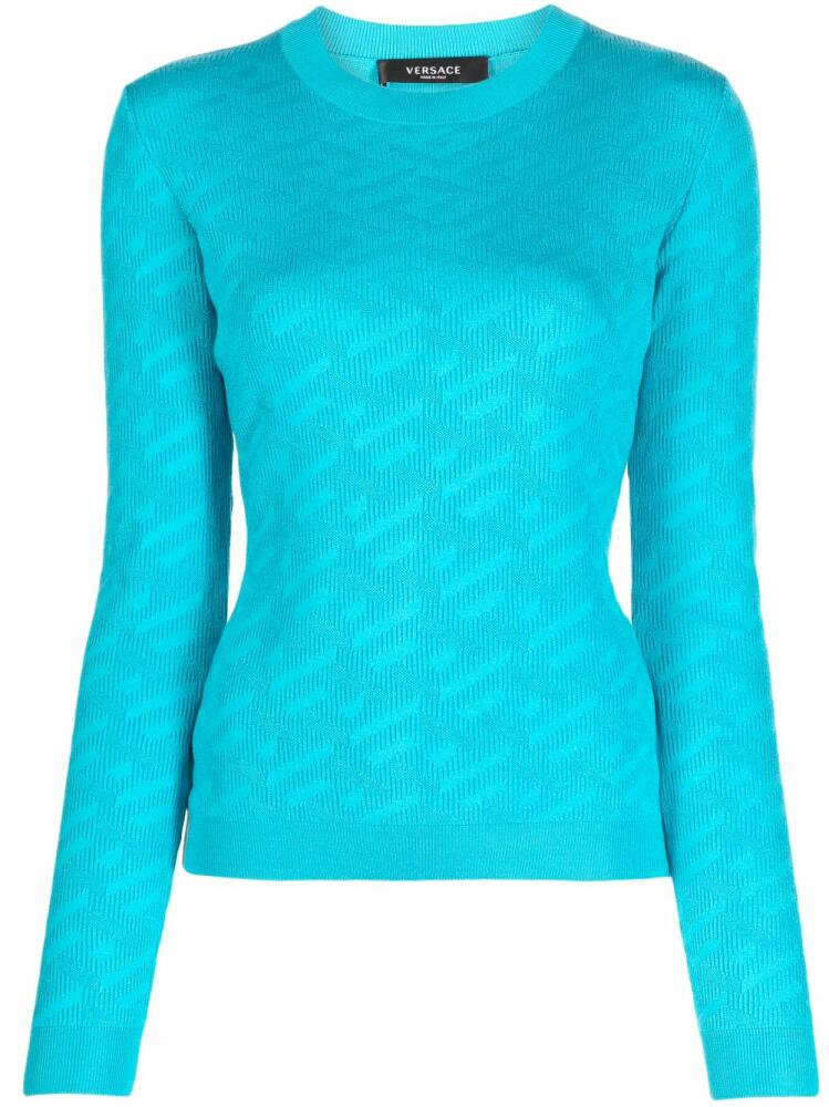 Versace La Greca-jacquard jumper - Blue Cover