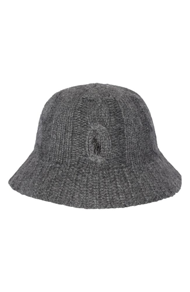 Polo Ralph Lauren Classic Merino Wool Blend Cable Bucket Hat in Charcoal Cover