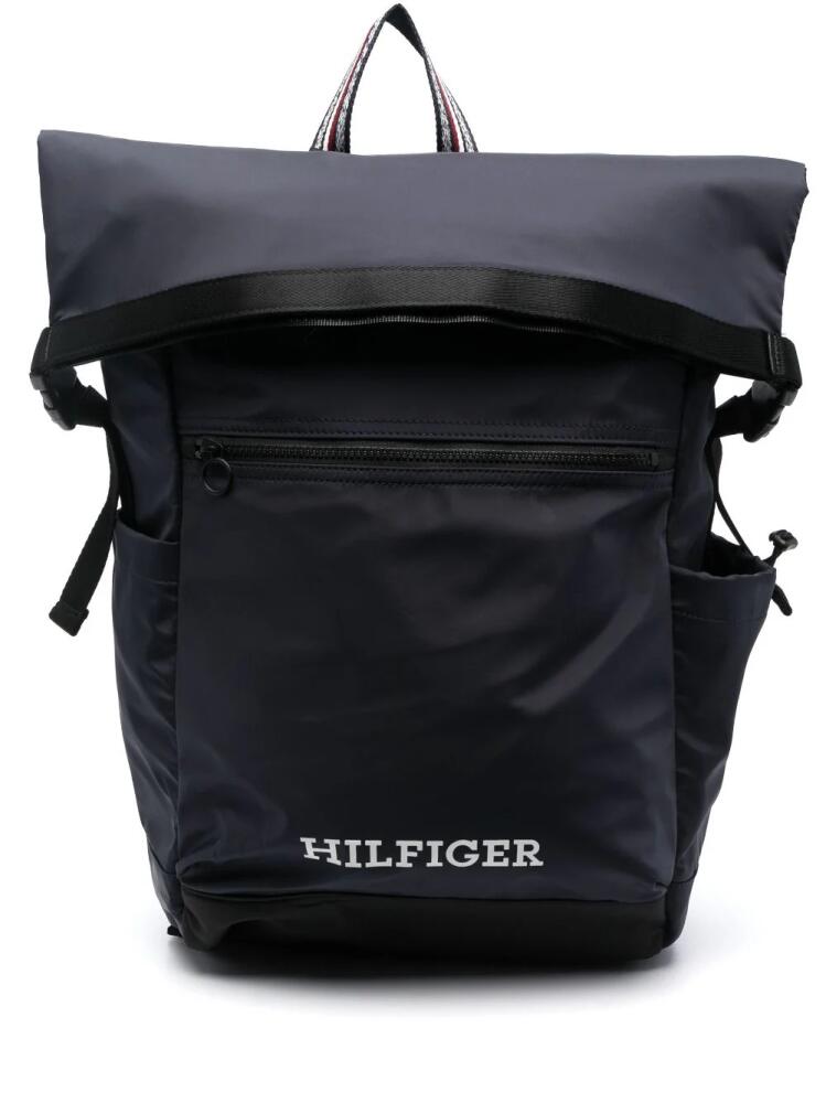 Tommy Hilfiger logo-embroidered folded top backpack - Blue Cover