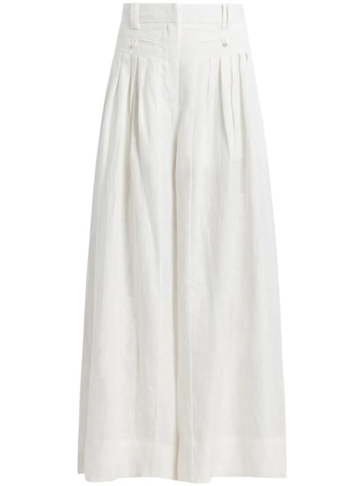 FARM Rio pleated linen trousers - White Cover