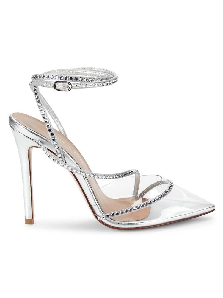 Andrea Wazen Women's Metallic Embellished Pumps - Silver Cover