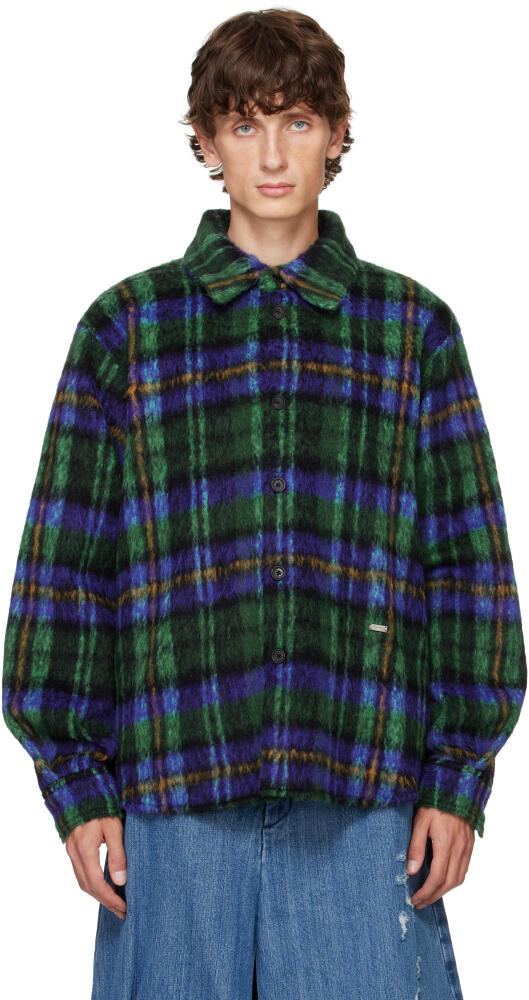 ADER error Green & Blue Check Shirt Cover