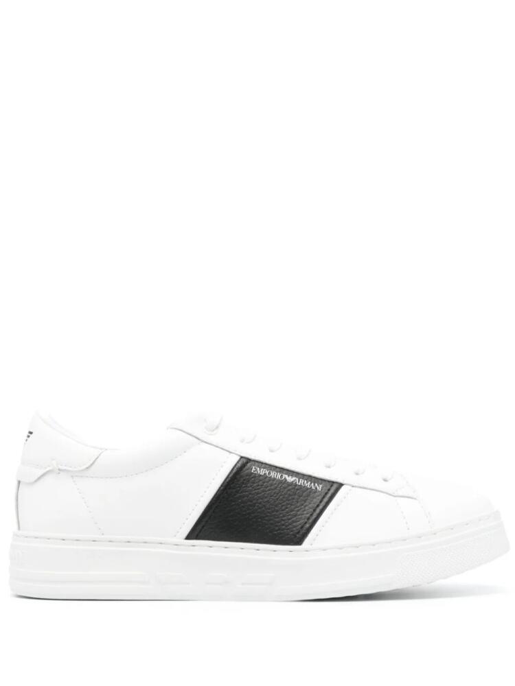 Emporio Armani logo-printed leather sneakers - White Cover