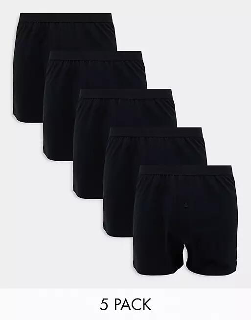 ASOS DESIGN 5 pack jersey boxers in black Cover