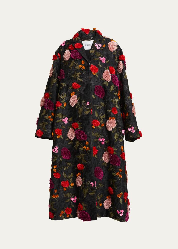 Erdem Floral Applique Oversized Evening Coat Cover