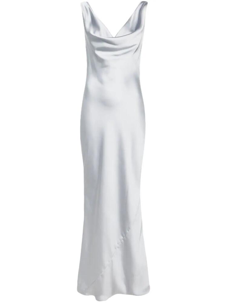 Norma Kamali cowl-neck satin gown - Silver Cover