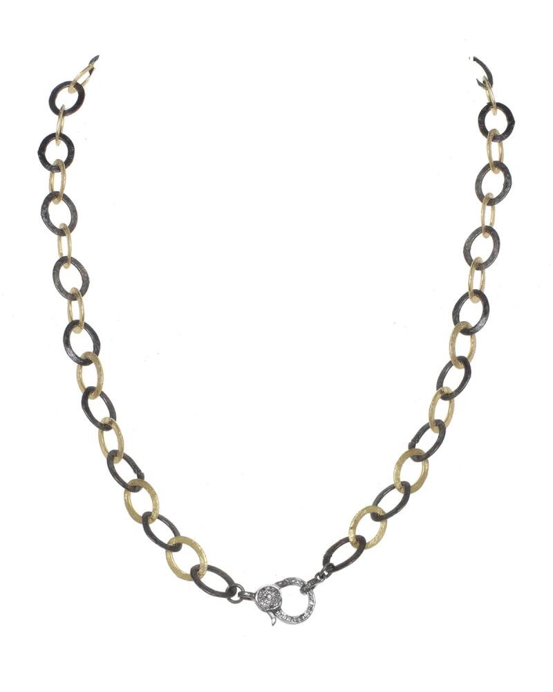 Margo Morrison Matte Vermeil and Sterling Silver Flat Chain Necklace with Diamond Clasp Cover