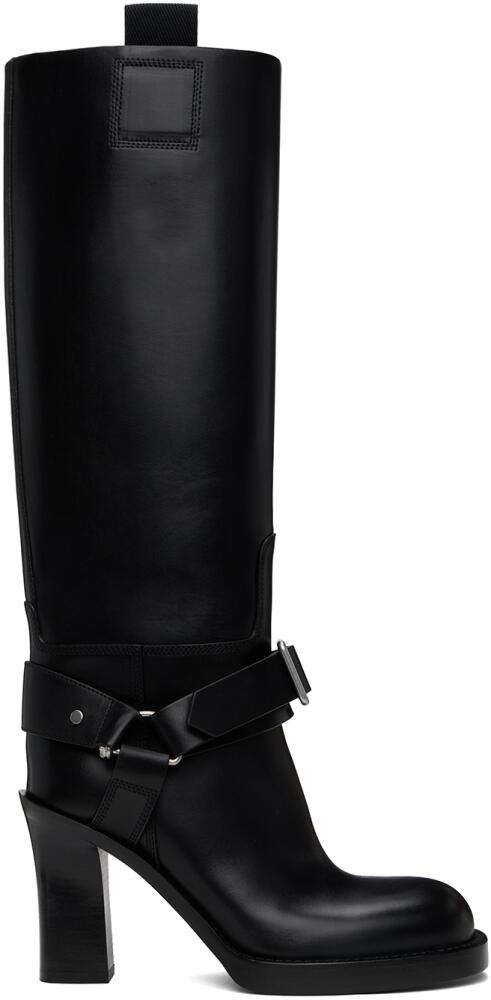 Burberry Black Leather Stirrup High Boots Cover