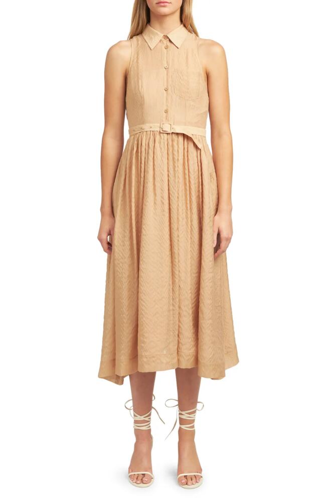 En Saison Dee Dee Sleeveless Midi Shirtdress in Khaki Cover