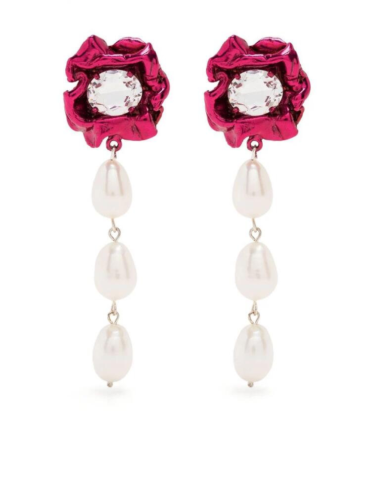 Sterling King Lola crystal pearl drop earrings - Pink Cover