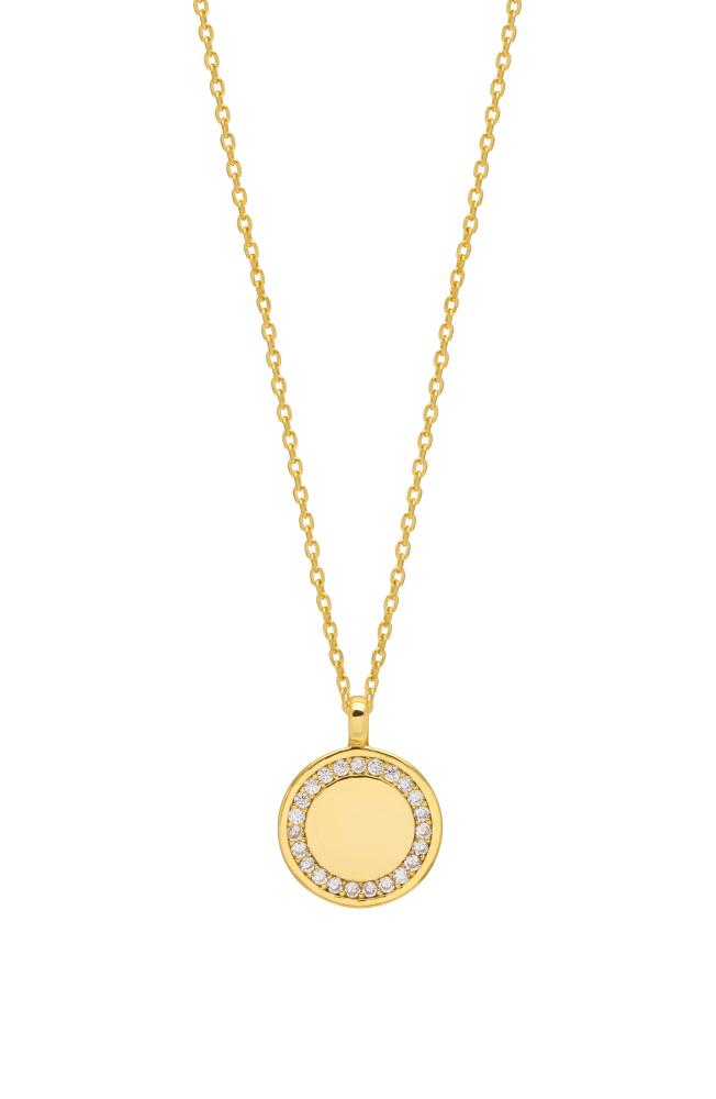 Estella Bartlett Cubic Zirconia Halo Coin Pendant Necklace in Gold Cover