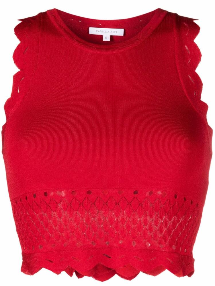 Patrizia Pepe bee-plaque pointelle tank top - Red Cover