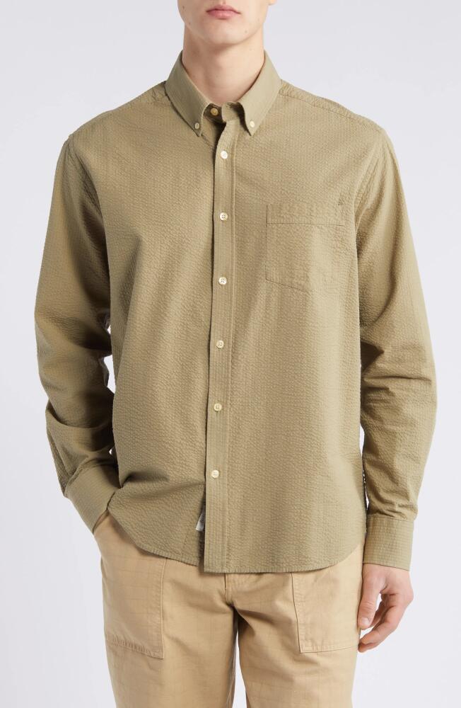 FORET Bush Seersucker Button-Down Shirt in Olive Cover