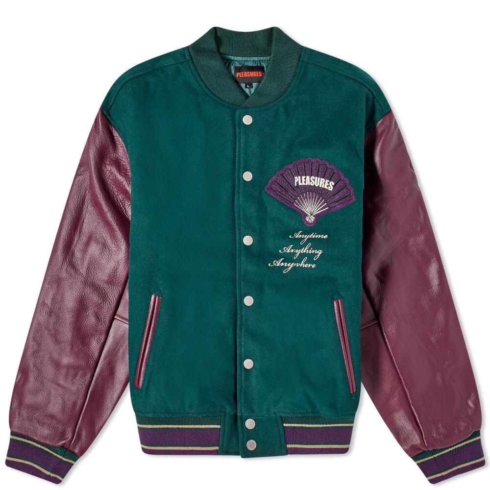 Pleasures Men's Fan Varsity Jacket in Green Cover