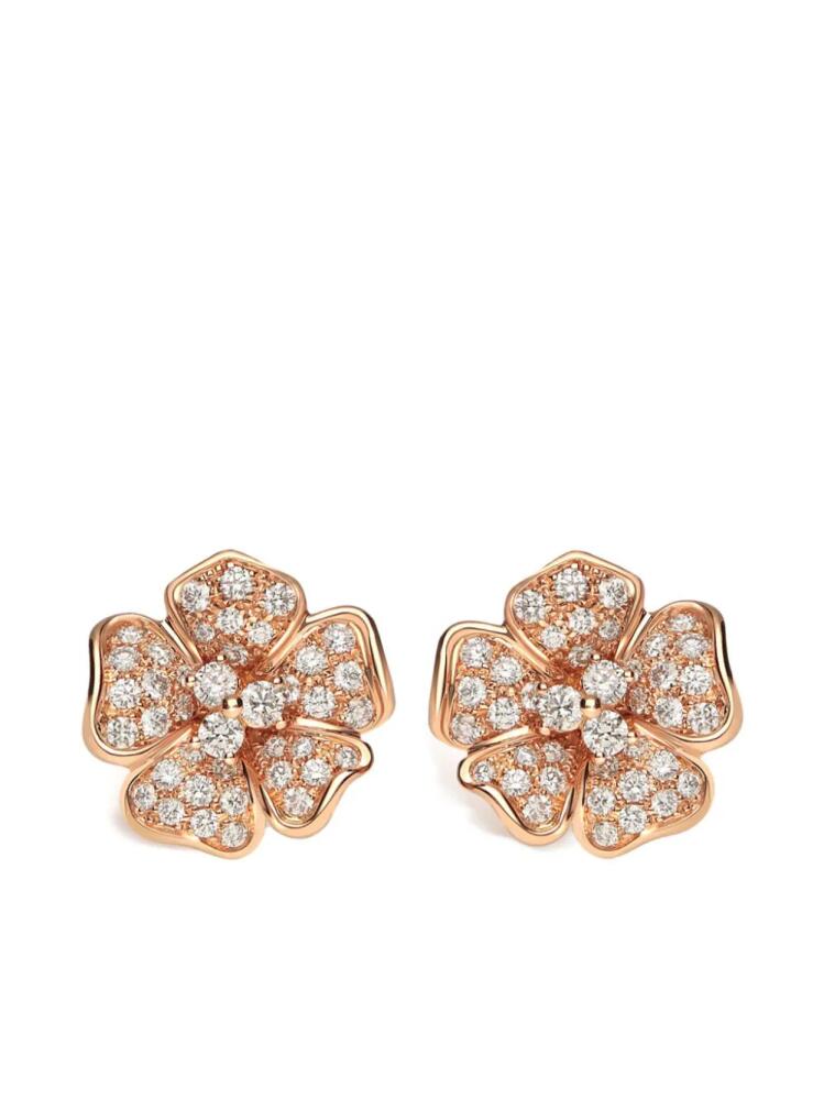 LEO PIZZO 18kt rose gold Flora diamond earrings - Pink Cover