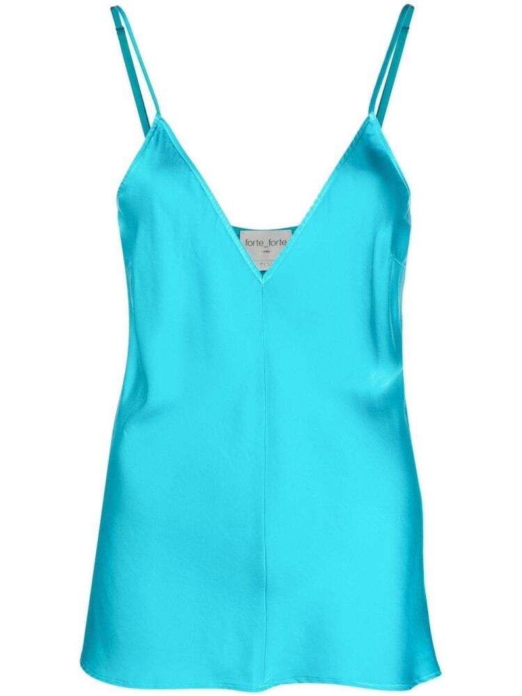 Forte Forte satin V-neck tank top - Blue Cover