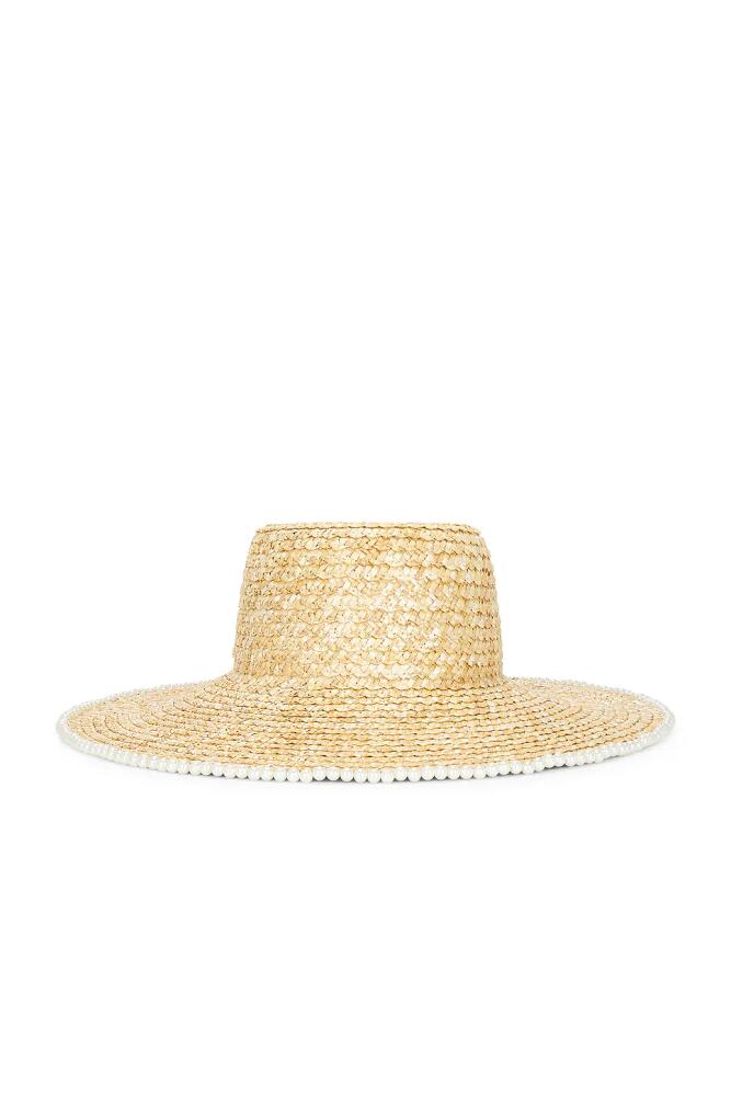 Lele Sadoughi Pearl Edge Straw Hat in Tan Cover