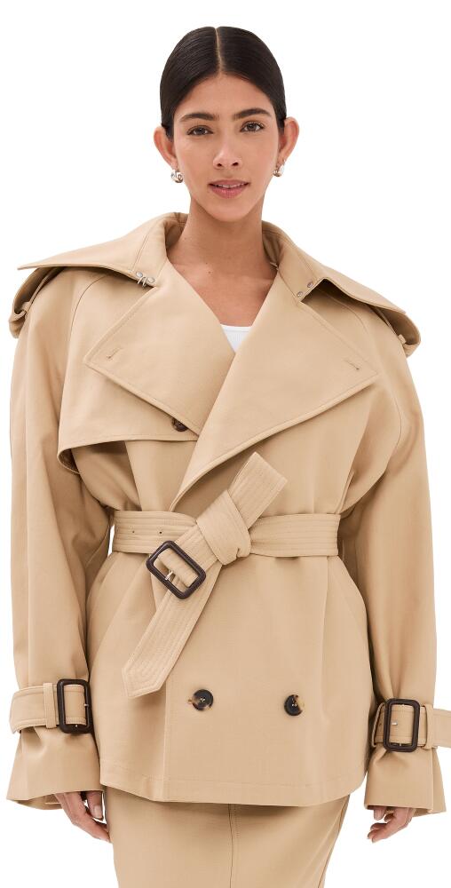 WARDROBE. NYC Crop Trench Coat Khaki Cover