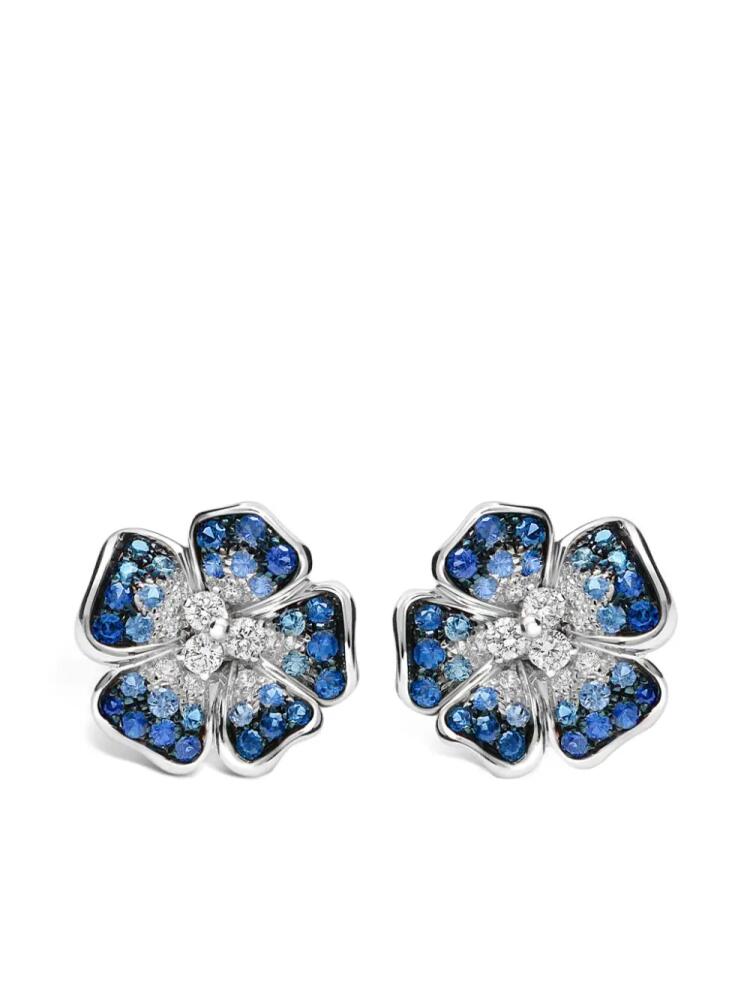 LEO PIZZO 18kt white gold Flora diamond and sapphire earrings - Silver Cover