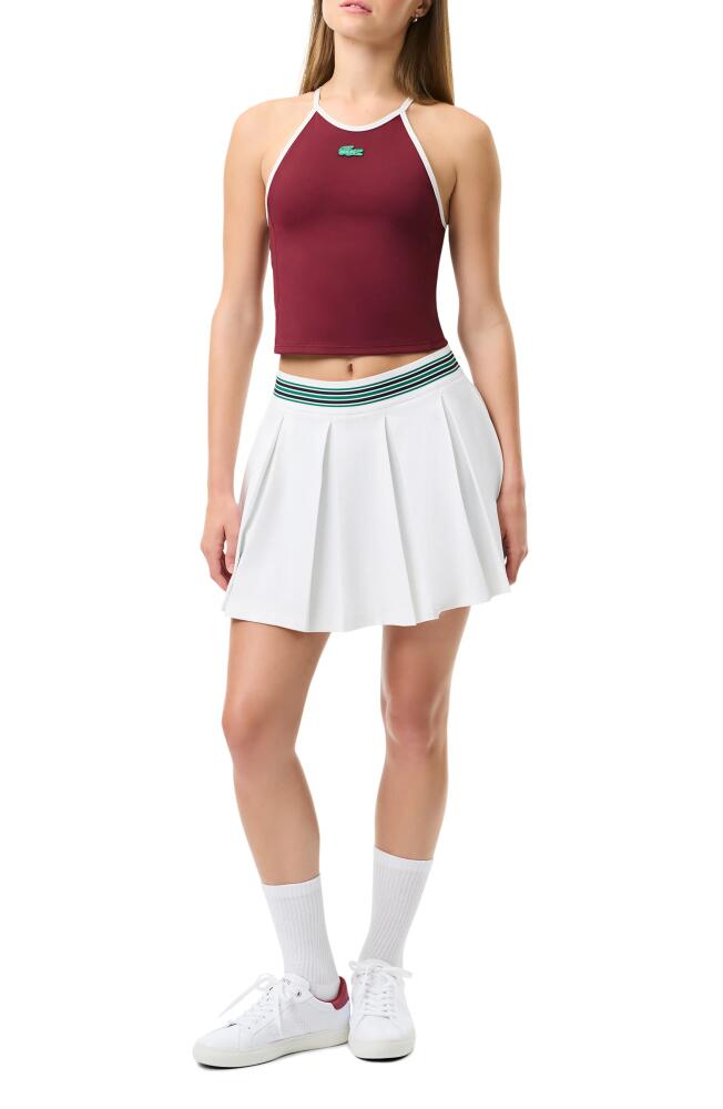 Lacoste Performance Pleated Piqué Tennis Skort in 3B7 Blanc/Roquette Cover