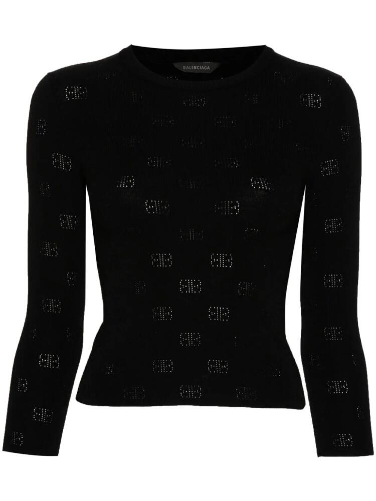 Balenciaga BB-pattern open-knit jumper - Black Cover