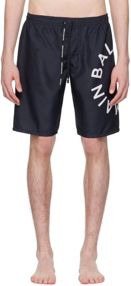 Balmain Black Printed Swim Shorts Cover