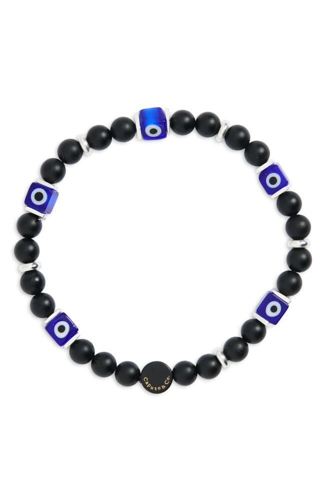 Caputo & Co. Men's Evil Eye Glass Bead Bracelet in Black Onyx Cover