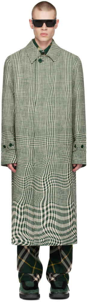 Burberry Green Warped Houndstooth Coat Cover