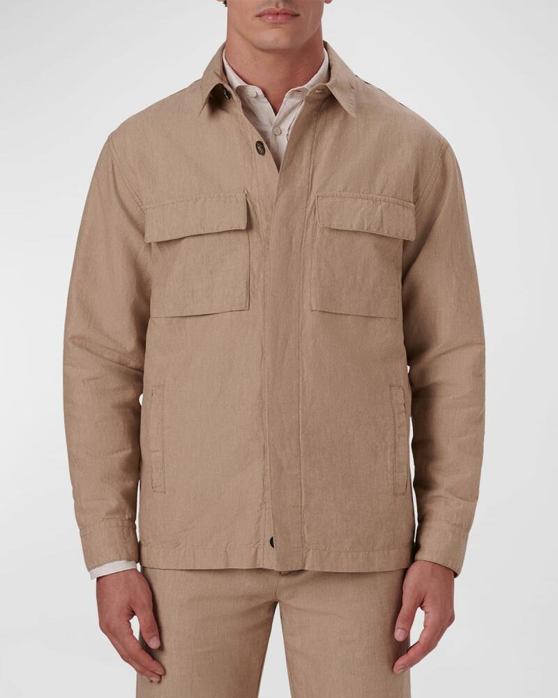 Bugatchi Men's Linen-Cotton Shirt Jacket Cover