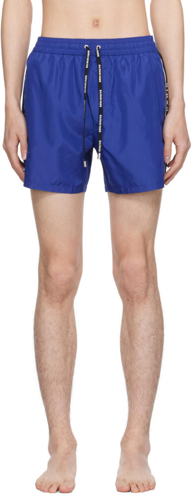 Balmain Navy Printed Swim Shorts Cover