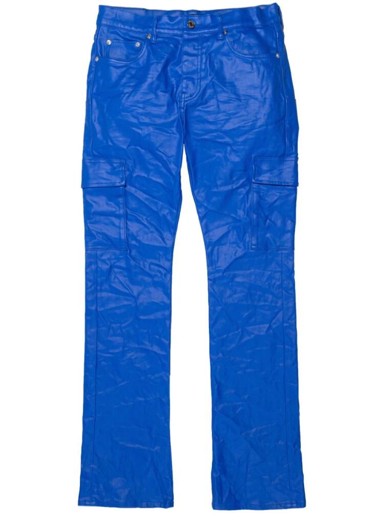 Purple Brand logo-patch straight-leg trousers - Blue Cover