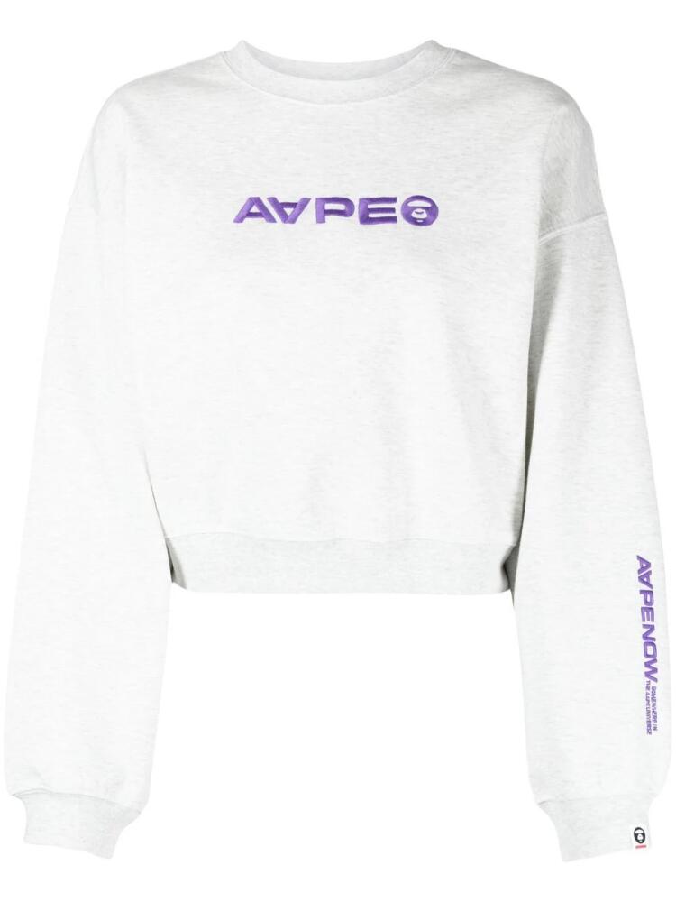 AAPE BY *A BATHING APE® embroidered-logo long-sleeve sweatshirt - Grey Cover