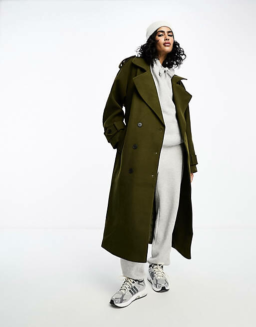 ASOS DESIGN formal trench coat in khaki-Green Cover