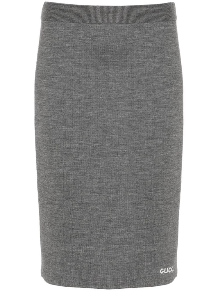 Gucci logo-jacquard knitted mini skirt - Grey Cover