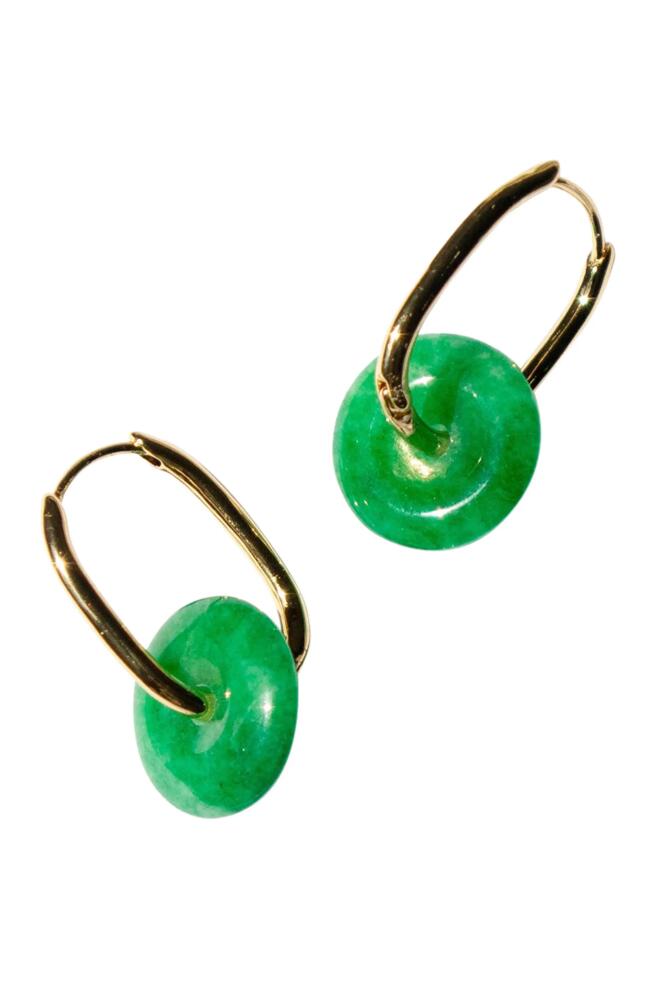 seree Willow Green jade stone hoop earrings in Bright Green Cover