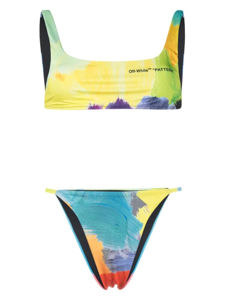 Off-White painterly-print bikini - Yellow Cover