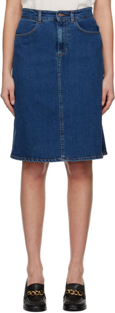 See by Chloé Blue Signature Denim Midi Skirt Cover