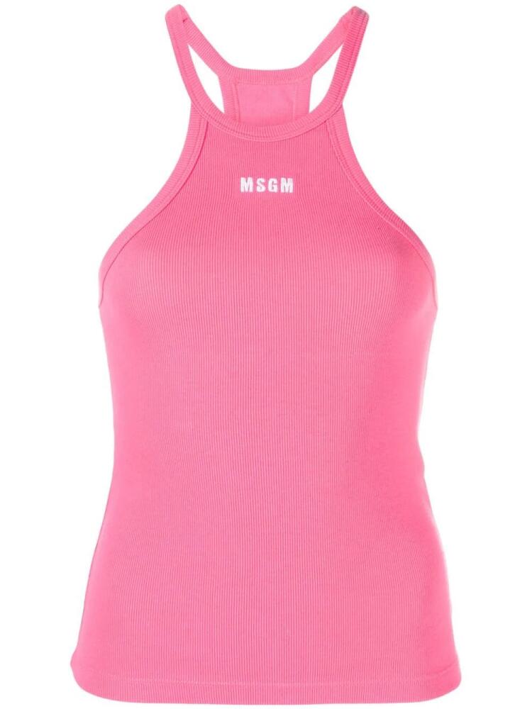 MSGM logo-print tank top - Pink Cover