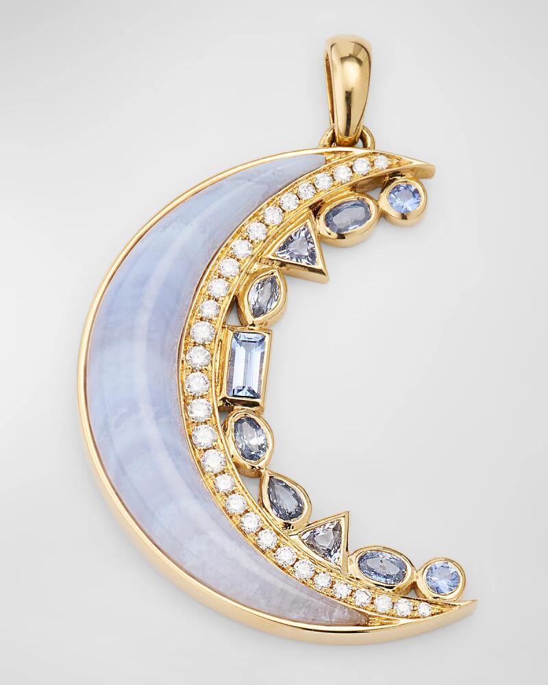 Sorellina 18K Yellow Gold Blue Lace Agate Crescent Moon Pendant Cover