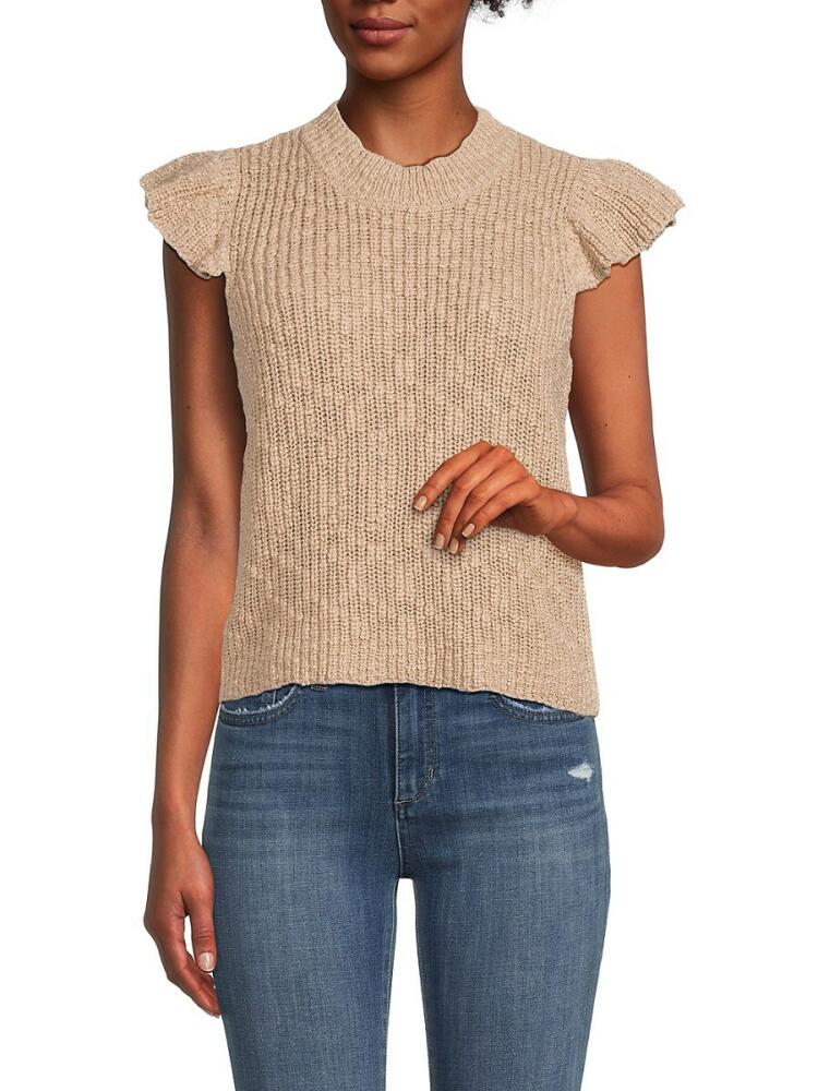 Design 365 Women's Flutter Knit Top - Brown Cover