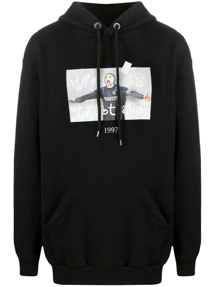 Throwback. graphic football print hoodie - Black Cover