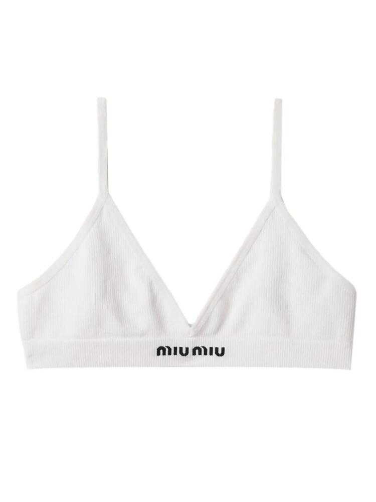 Miu Miu seamless triangle cotton bra - White Cover